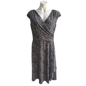 Lauren Ralph Lauren Black & White Faux Wrap Dress, Women's Size 12